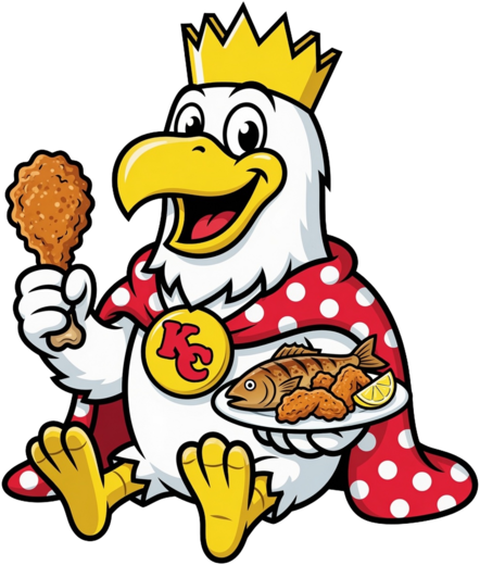King with fish and chicken